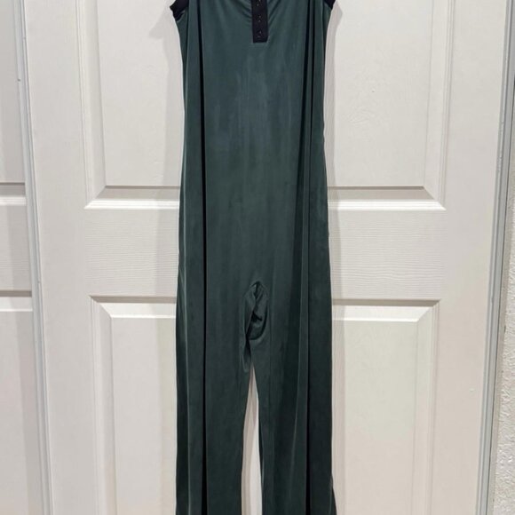Summersalt The 24 Hour Jumpsuuit Sz S Forest Green Black Trim Vegan Silk $98 - Picture 2 of 11